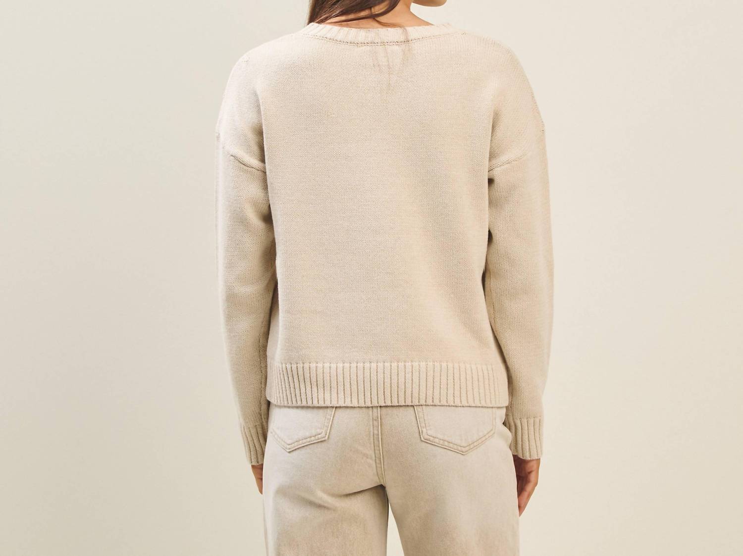 ABLE Bow Dog Sweater in beige - women's sweater - detail view
