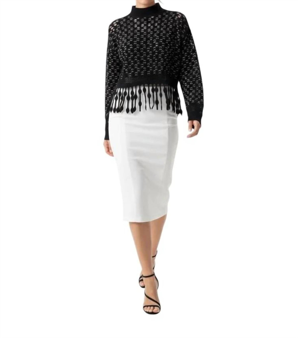 Simkhai - Lattice Fringe Mock Neck Top