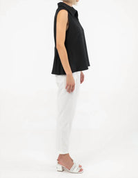 ISLE by Melis Kozan Maris Textured V-neck Zip Tank in black - women's tank top - alternate view