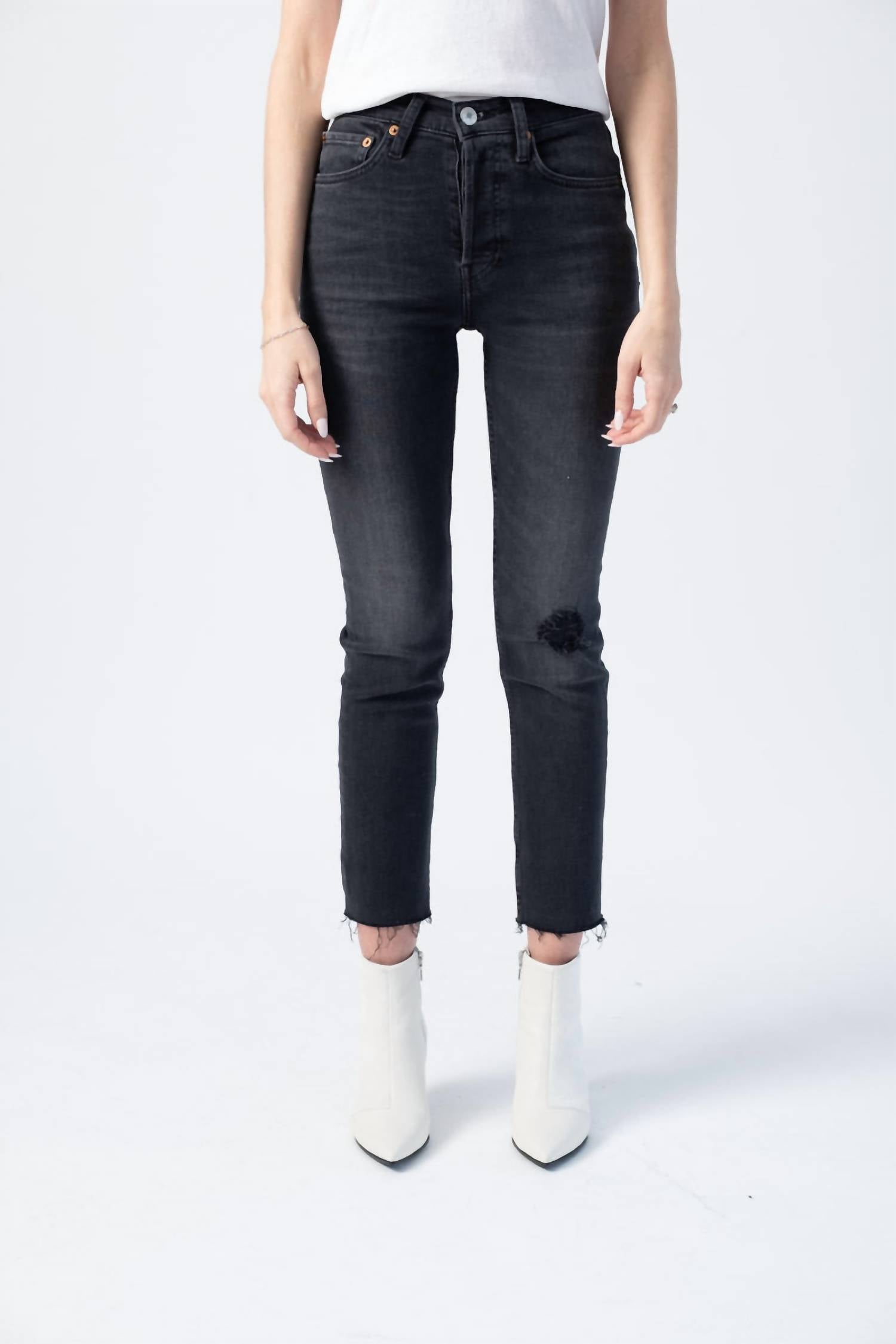 Re/Done - Power Stretch High Rise Ankle Crop Jeans