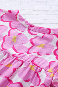 Trendsi - Tulip Ruffled Printed Notched Cap Sleeve Blouse
