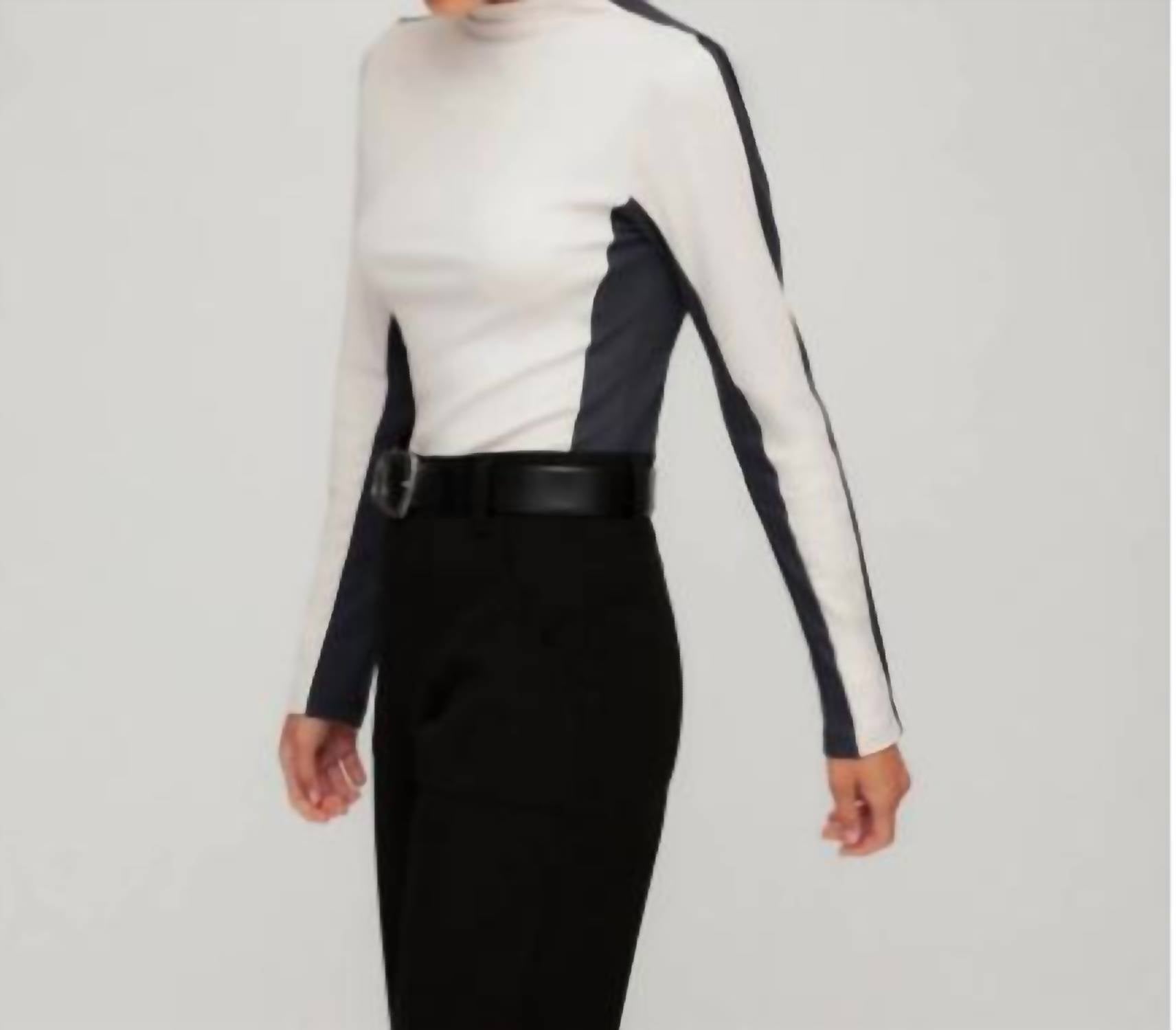 Fifteen Twenty Cass Ponte Colorblock Long Sleeve Top in bone - women's sweater - alternate view