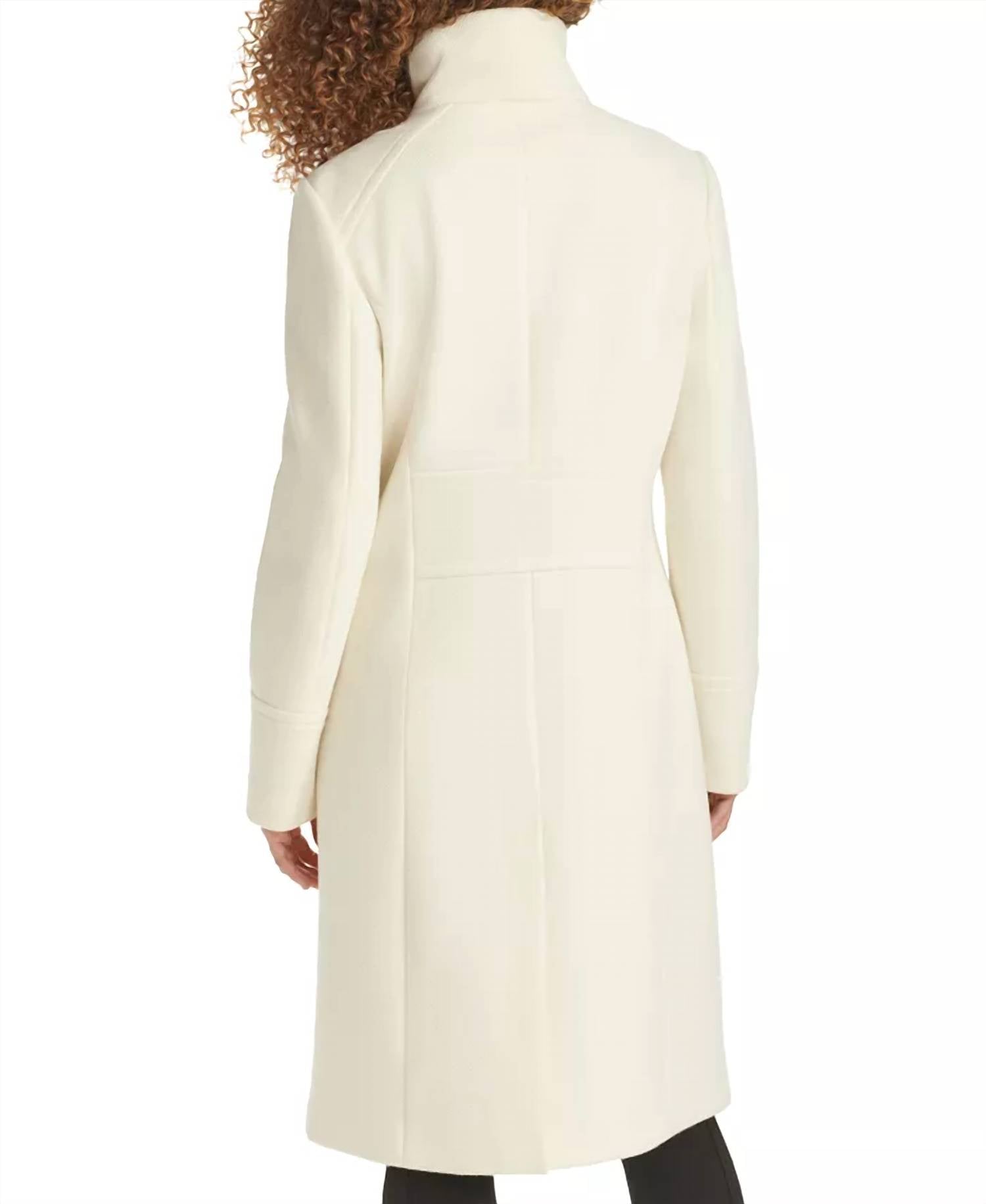 KARL LAGERFELD Women's Zip-front Boucle Coat in white - women's jacket - detail view