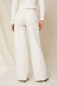 AMO Frida Wide Leg Denim Jean in white oak - women's jeans - detail view