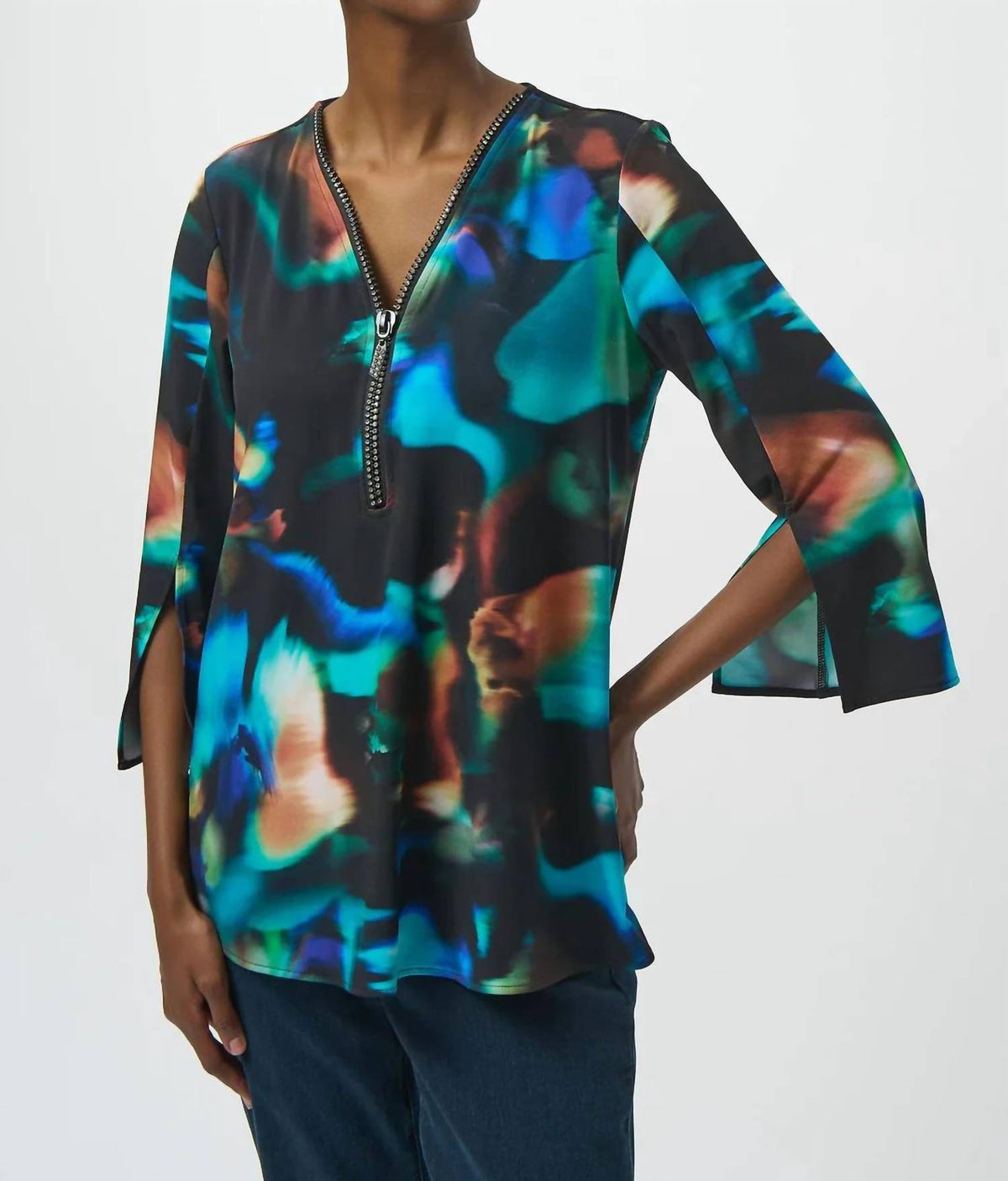 Joseph Ribkoff - Abstract Print 3/4 Sleeves Fit And Flare Tunic Top