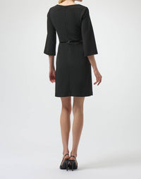 Joseph Ribkoff Scuba Crepe And Leatherette A-line Dress in black 1 - women's dress - detail view
