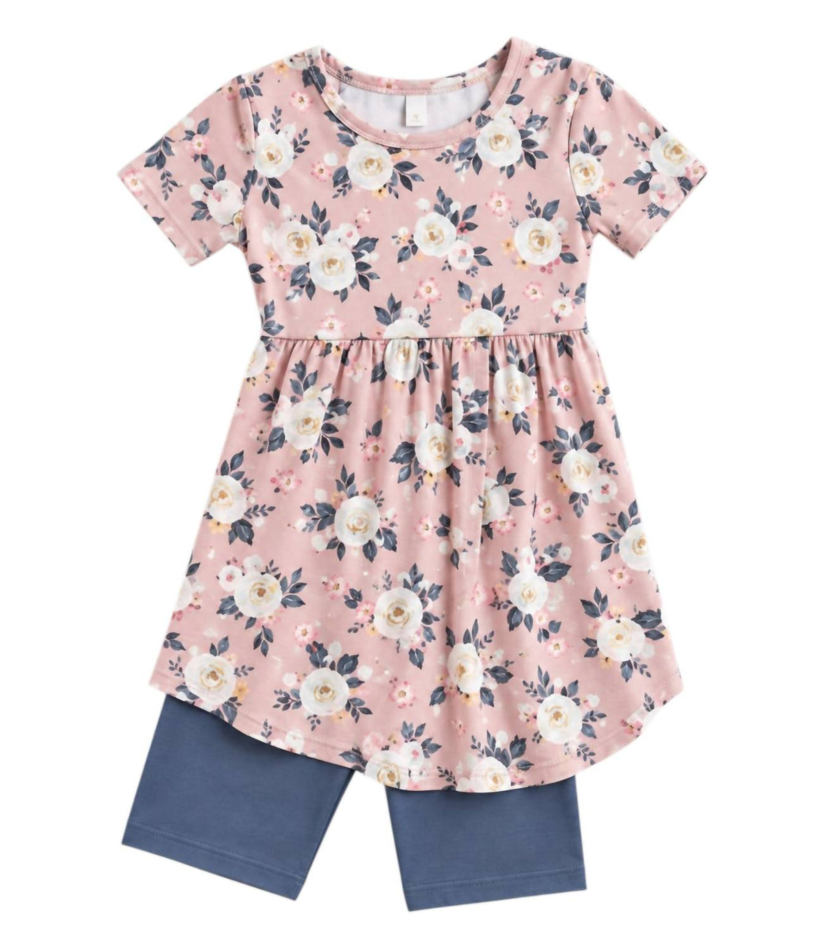 Laree + Co. - Girl's Maggie Floral Bamboo Short Sleeve Tunic and Short Set