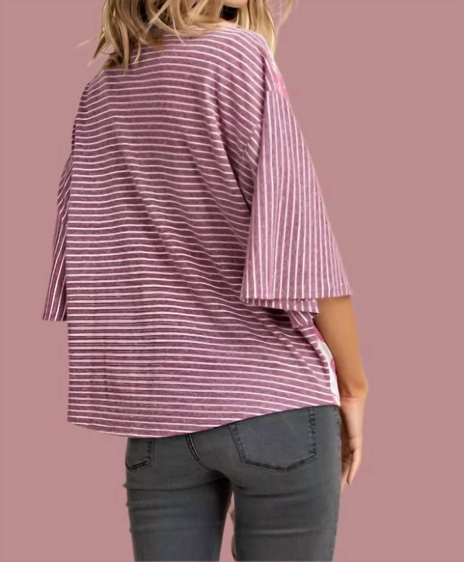Mittoshop - Short Kimono Sleeve Striped Top
