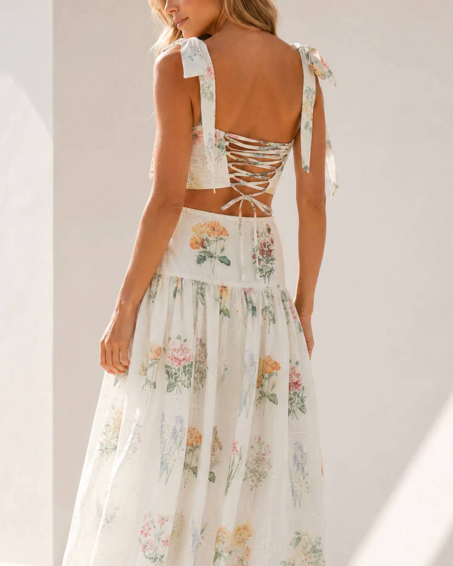 Mable - Island Bouquet Floral Two-piece Skirt Set