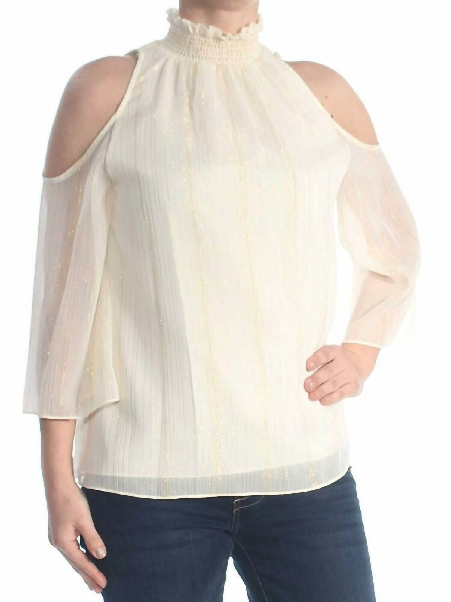 Rachel Zoe - Women's Cold Shoulder Glitter Turtle Neck Top