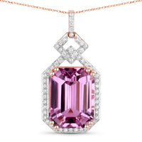 Diana M Jewels Women's Octagon Natural Kunzite Pendant Necklace (19.11 Ct) - Grand in 14k rose gold - women's jewelry