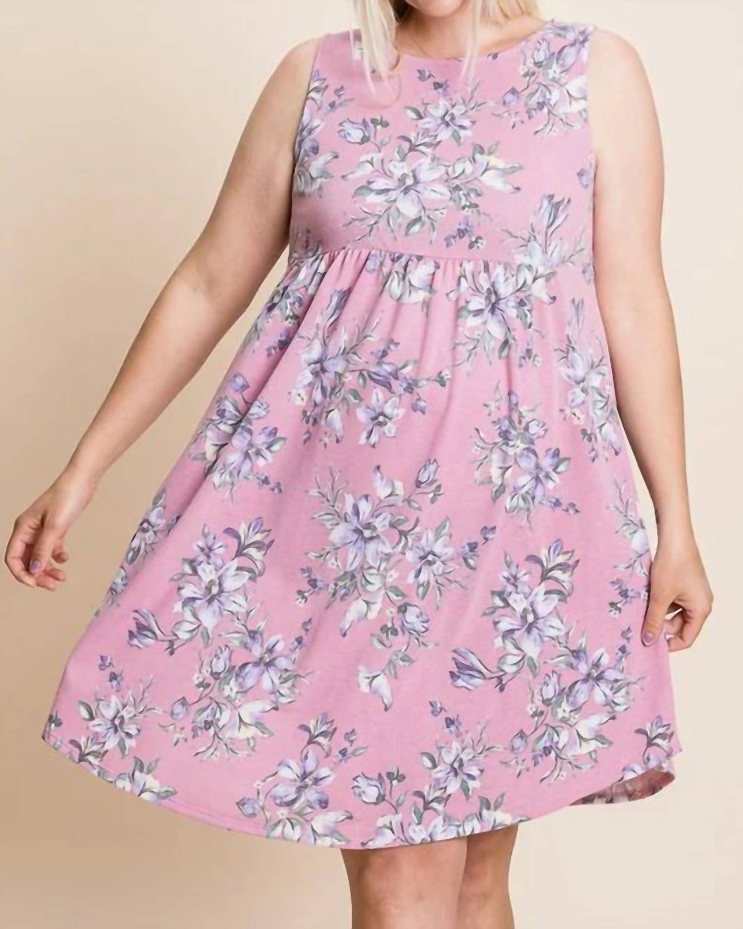 Emerald Collection - Floral Sleeveless Knee Dress