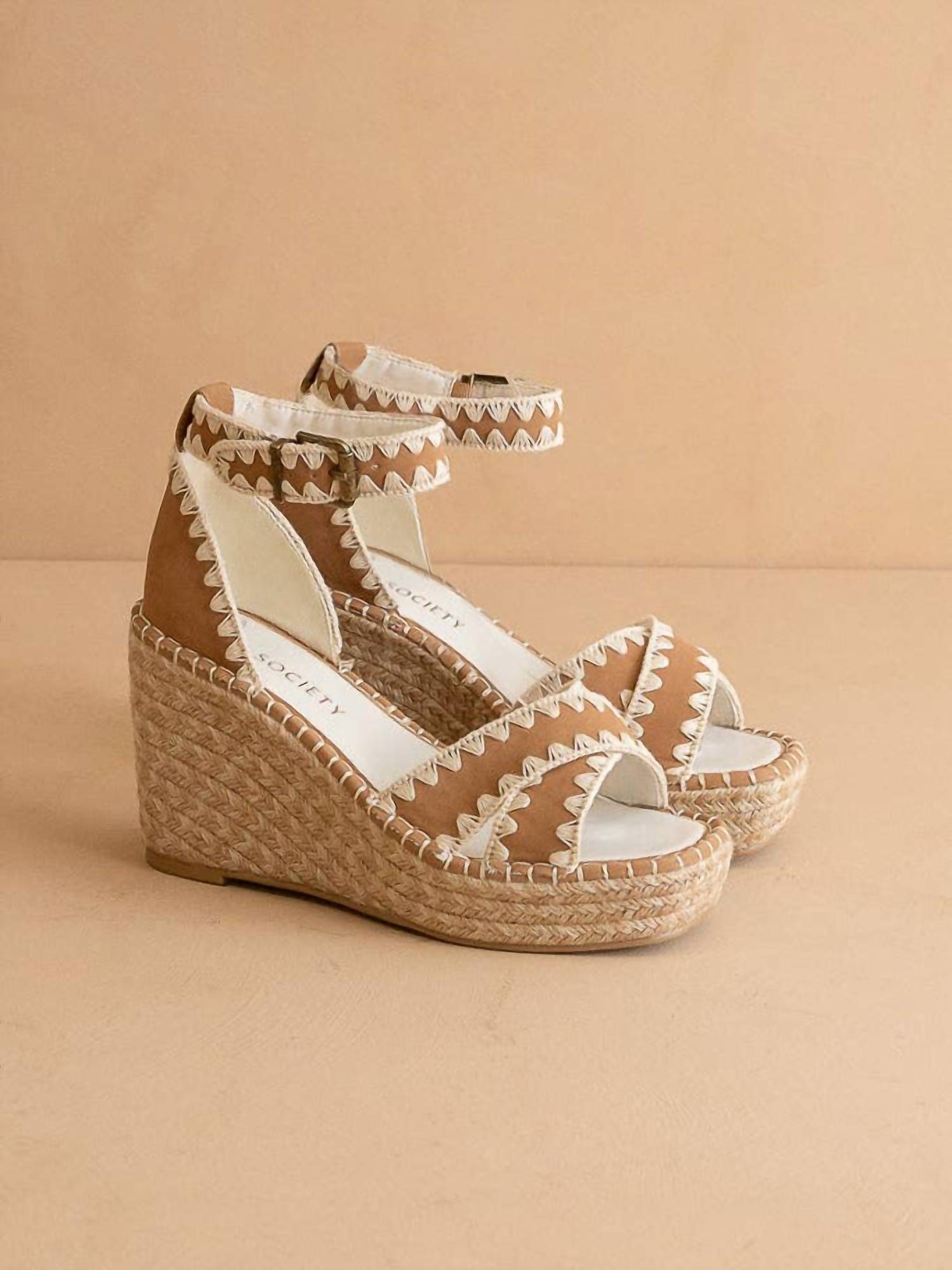 Oasis Society - Women's Essie Espadrille Embroidered Straps Slides