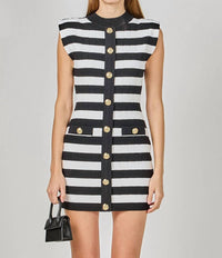 Endless Rose - Mock Neck Striped Mini Dress