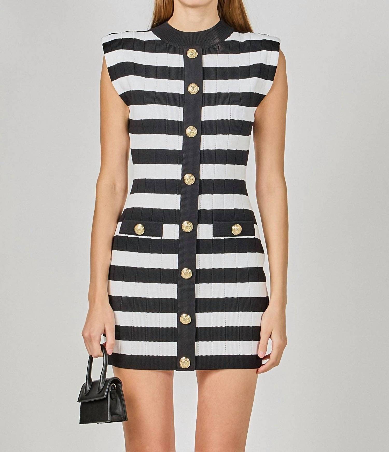 Endless Rose - Mock Neck Striped Mini Dress