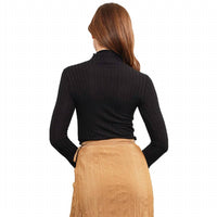Mustard Seed High Neck Knit Sweater in black - women's sweater - detail view
