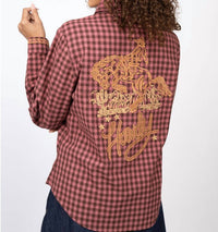 Ivy Jane Howdy Cowboy Plaid Shirt in pink - women's shirt - detail view
