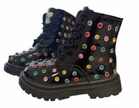 Lola + The Boys Girls Rainbow Crystal Boots in black - kids' boots