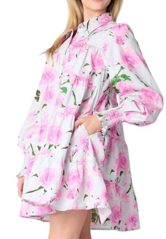 Peach Love - From the Start Floral Shirt Dress