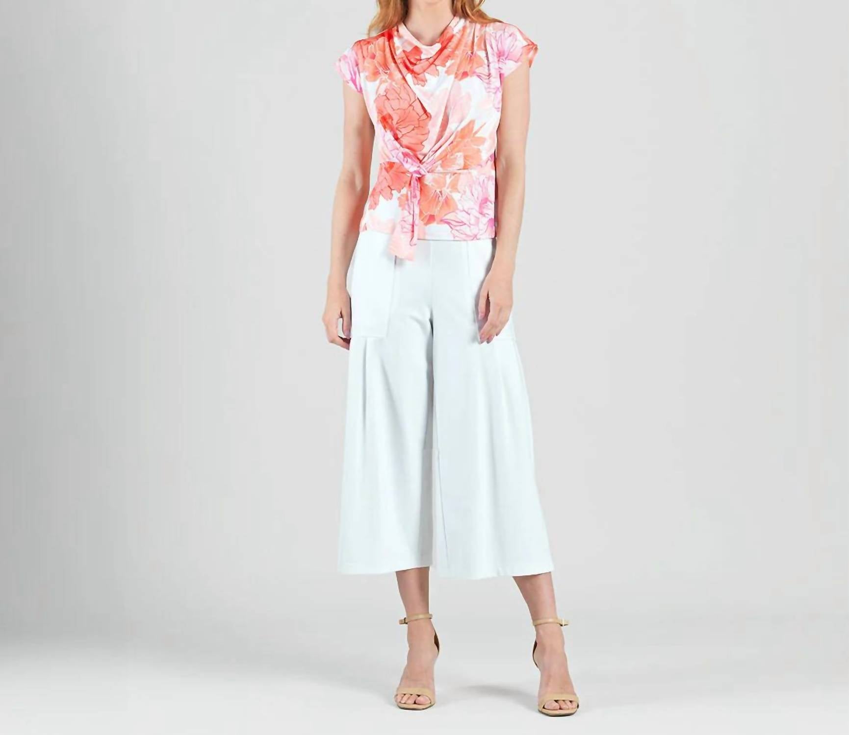 Clara Sunwoo - Floral Soft Knit Drap Neck Top