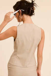 Mimosa - Fitted Pinstripe Button Up Vest