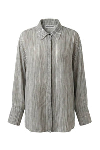 Gergana Ivanova Women's Classic Button-down Amber Shirt in striped - women's shirt