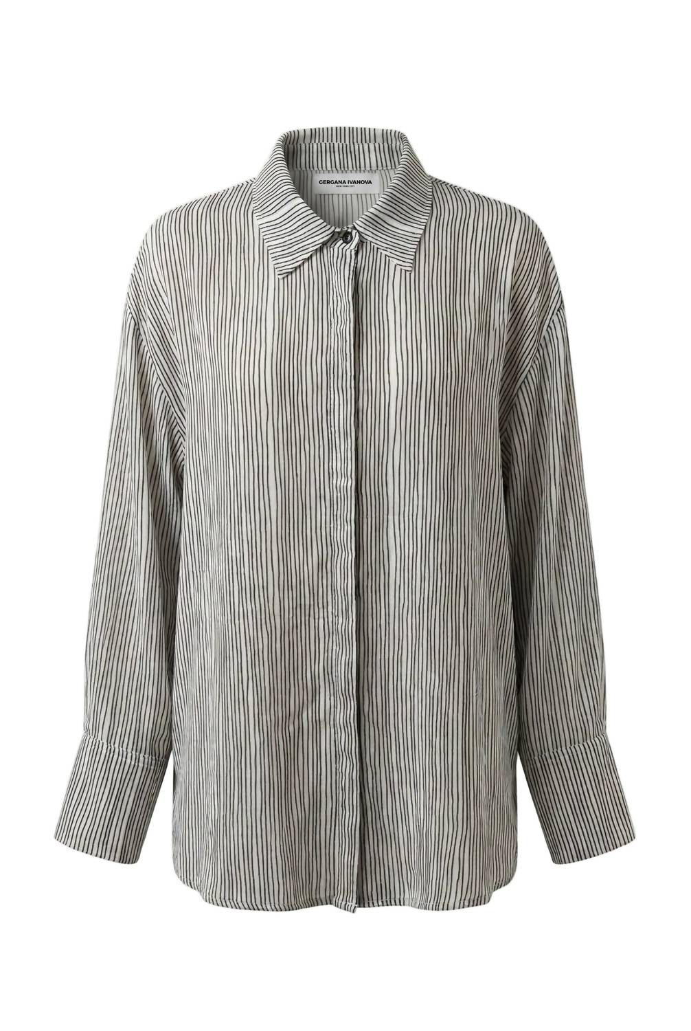 Gergana Ivanova Women's Classic Button-down Amber Shirt in striped - women's shirt