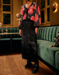 Farm Rio - Midnight Leopards Jacquard Maxi Skirt