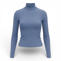 Ambar - Mock Neck Long Sleeve Cotton Rib Top