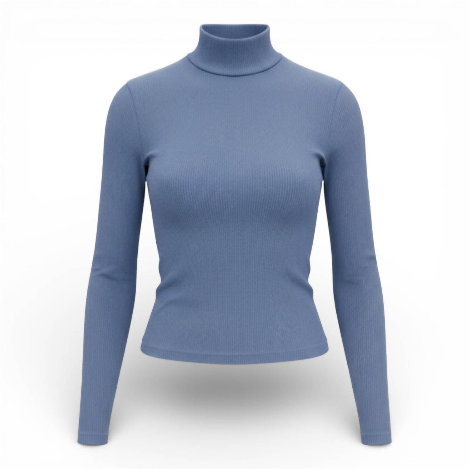 Ambar - Mock Neck Long Sleeve Cotton Rib Top