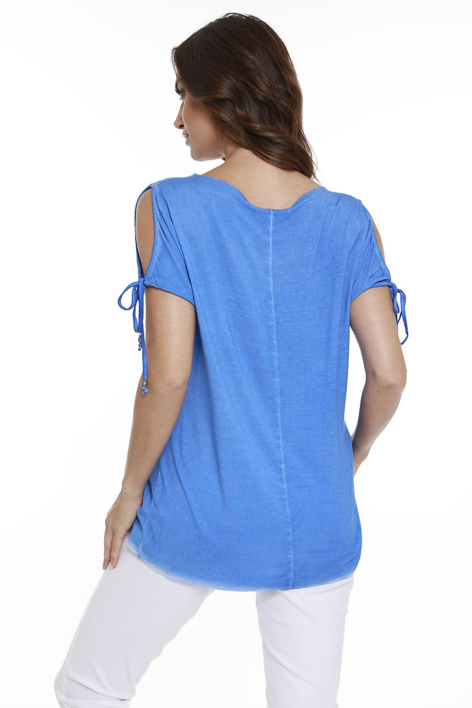 BEADED COLD SHOULDER TOP