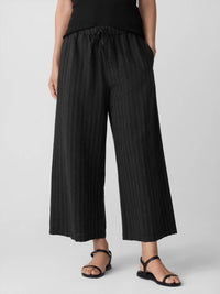 Eileen Fisher - Women's Textured Stripe Wide Cropped Pant