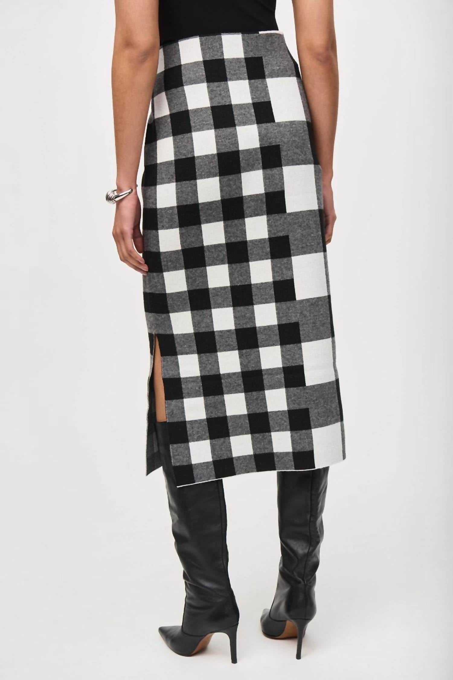 Joseph Ribkoff - Plaid Jacquard Knit Skirt