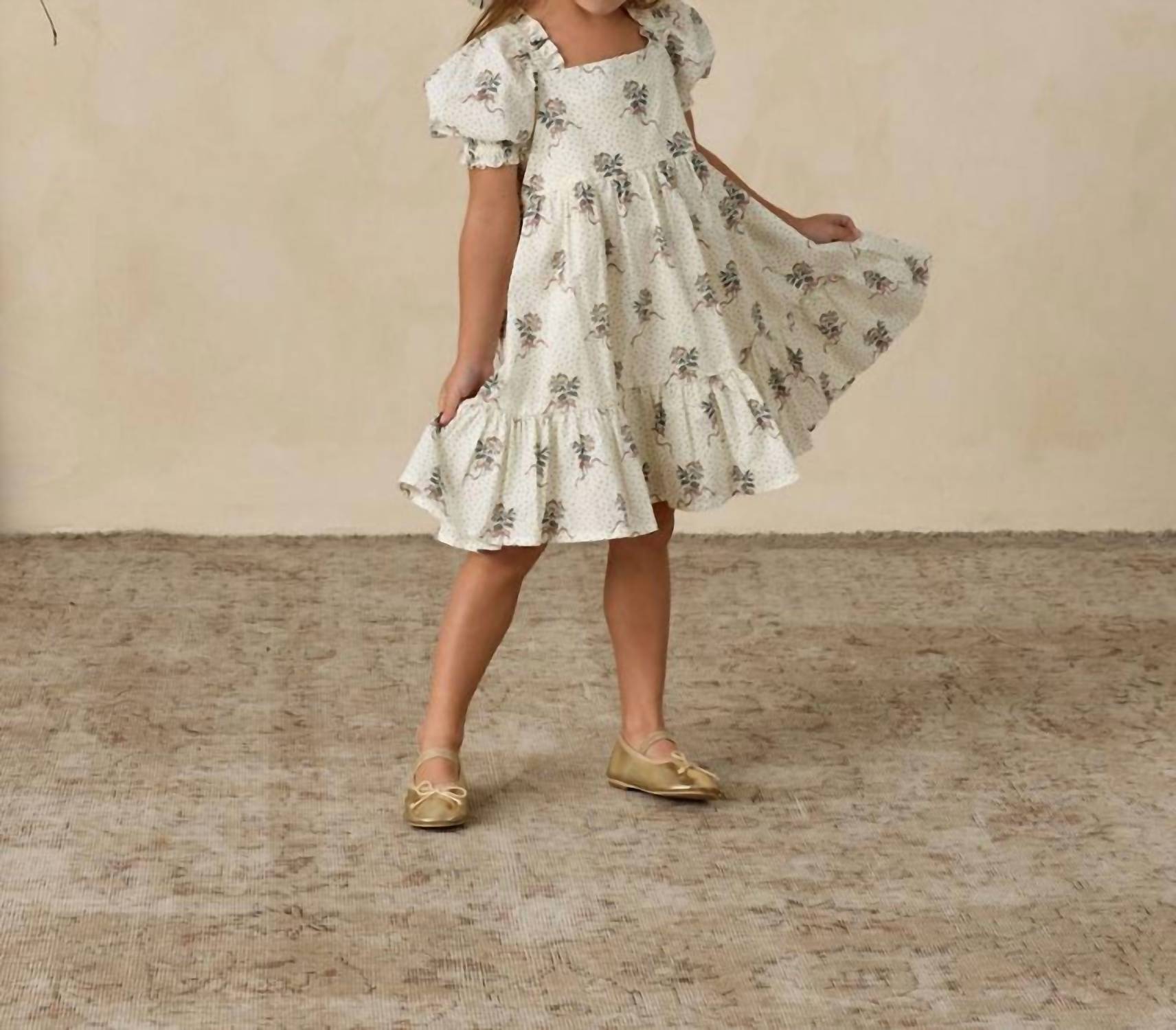 NORALEE Louella Dress in vintage marigold - kids' dress - detail view