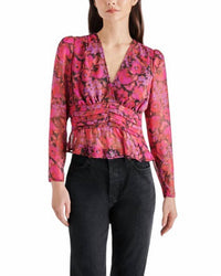 STEVE MADDEN AZURA BLOUSE in dark fuchsia - women's blouse