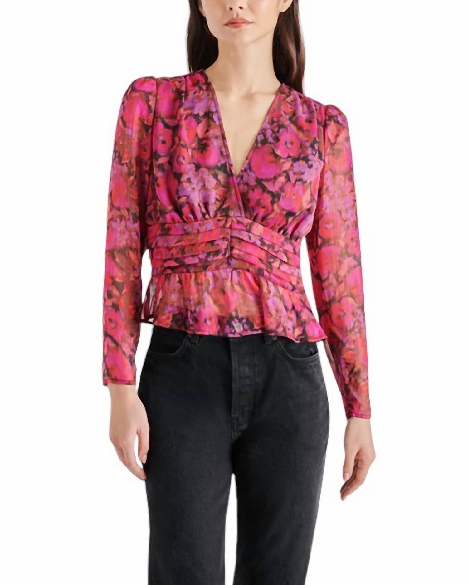 STEVE MADDEN AZURA BLOUSE in dark fuchsia - women's blouse