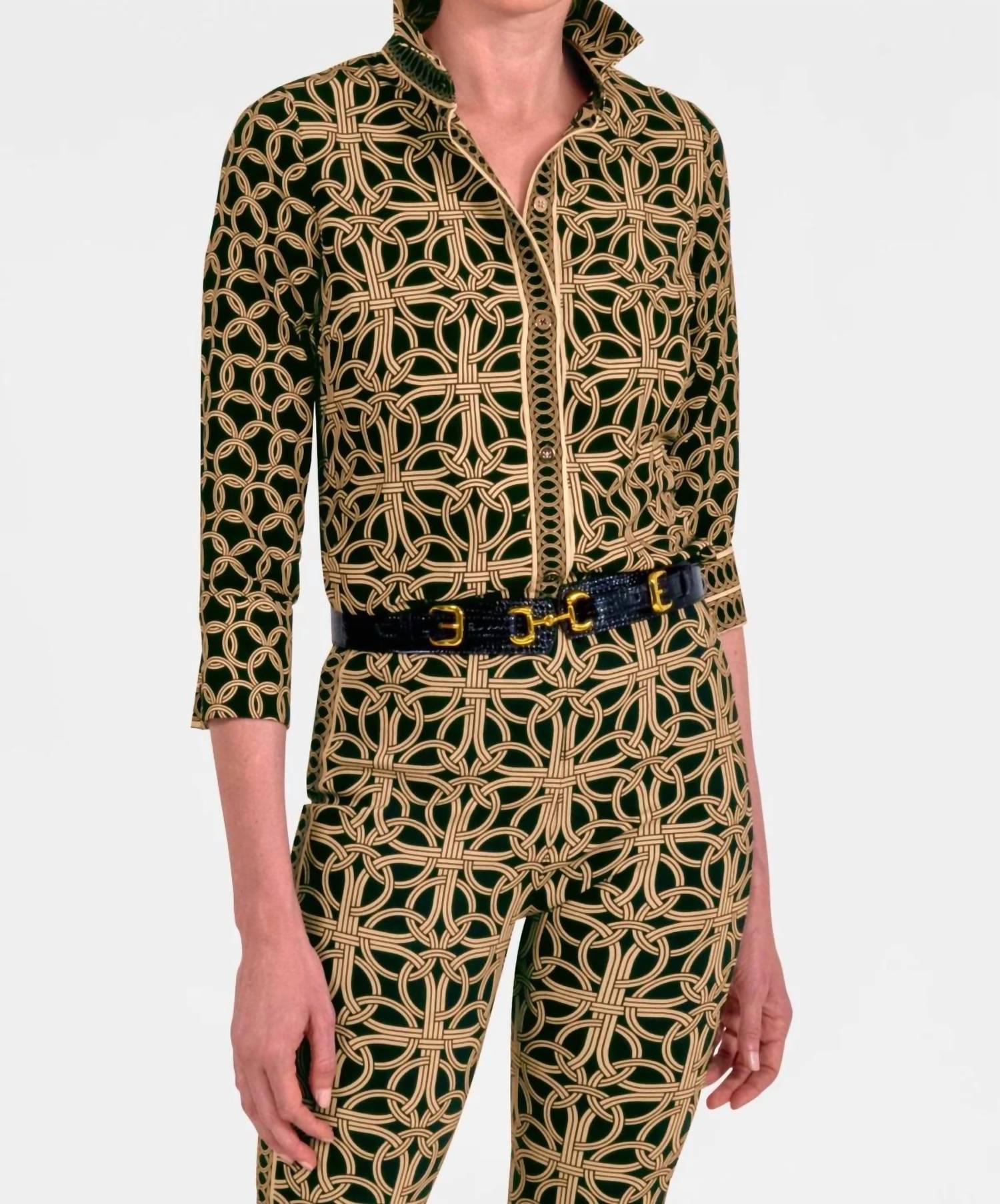 GRETCHEN SCOTT Boyfriend CDC Shirt in black tan - women's shirt