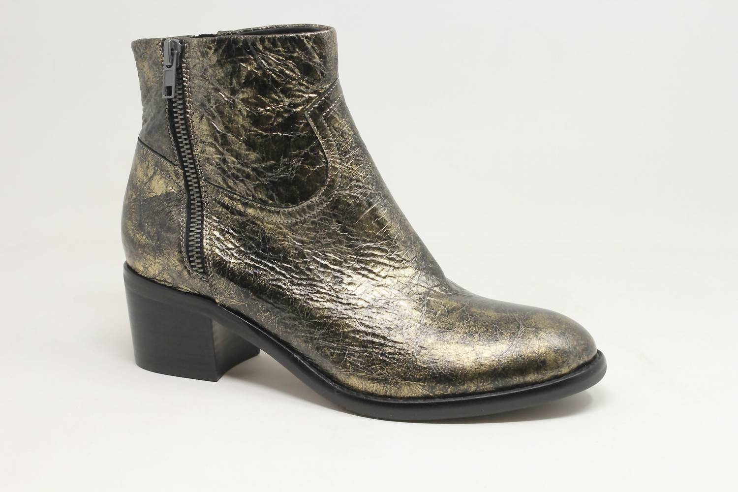 Django & Juliette Women's Rarla Ankle Boots in black gold distressed leather - women's shoe