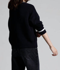Minnie Rose - Cotton Cashmere Shaker Relaxed V Neck Sweater