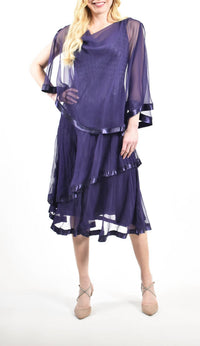 Komarov - Caplet Overlay Layered Hem Dress
