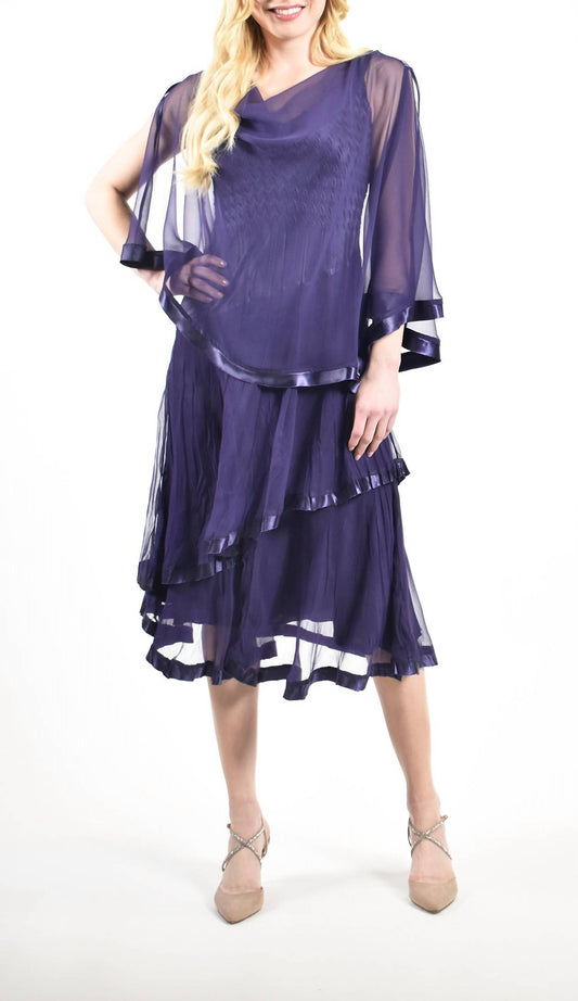 Komarov - Caplet Overlay Layered Hem Dress
