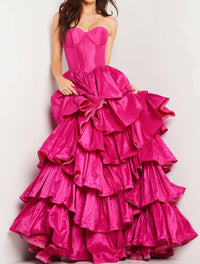 Jovani - Layered Skirt Strapless Dress