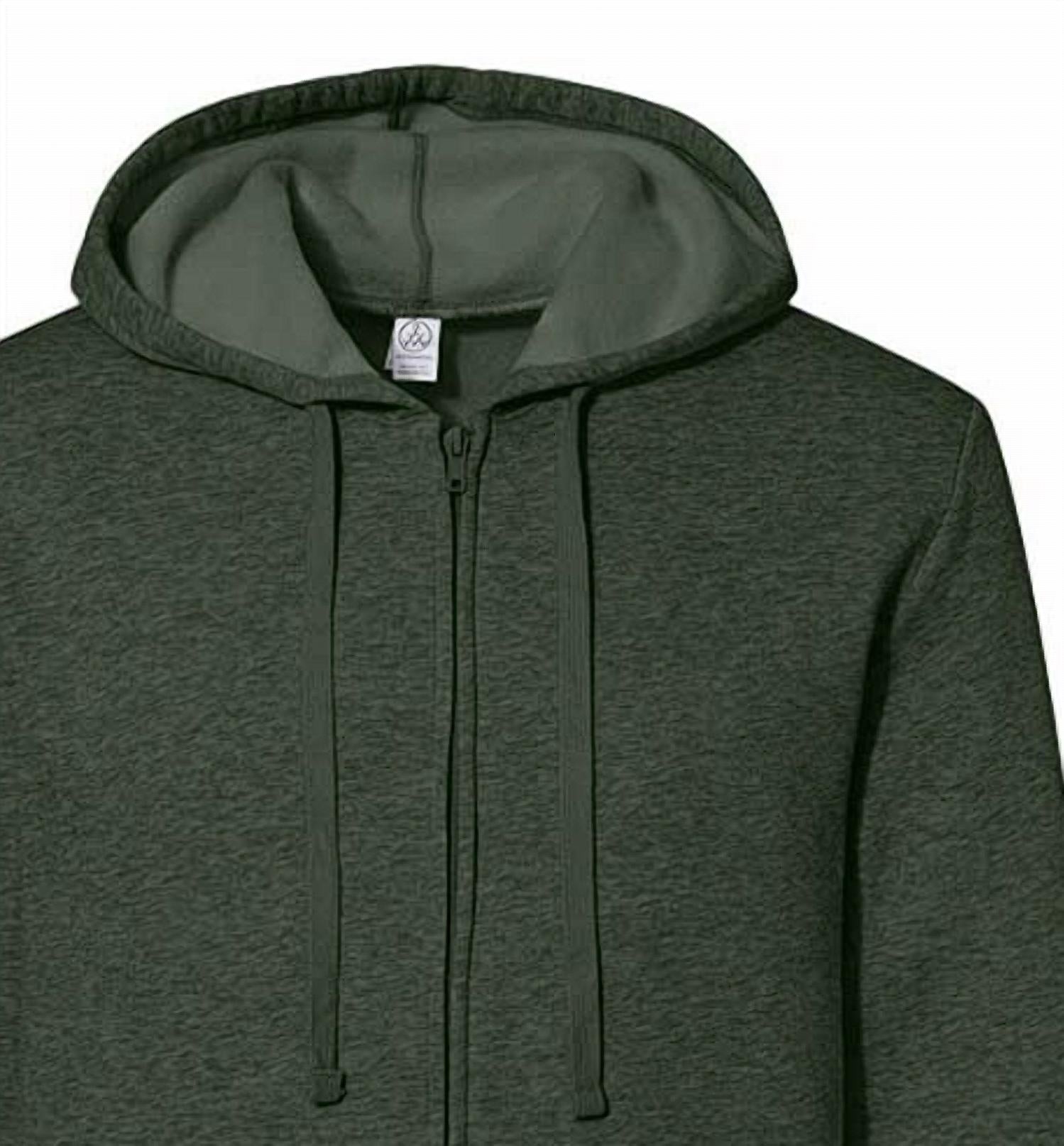 ALTERNATIVE Unisex Cozy Fleece Zip Hoodie in green - women's top - detail view
