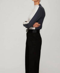 Fifteen Twenty Cass Ponte Colorblock Long Sleeve Top in bone - women's sweater - detail view