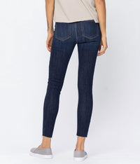 Judy Blue - Mid Rise Raw Hem Skinny Jeans