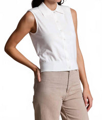 Minnie Rose - Button Front Sleeveless Polo
