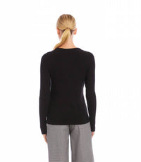 Karen Kane - Landry Long Sleeve Ribbed Flower Button Detail Top