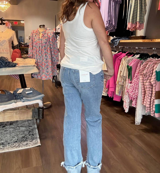 Lovervet - Mid Rise Cuffed Straight Leg Jeans