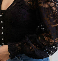 Blu Pepper Lace Cropped Top in black - women's shirt - view 5