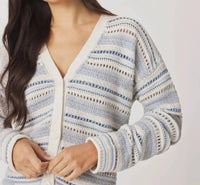 Splendid Addison Stripe Cardigan in air country - women's cardigan - detail view